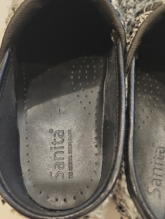 Sanita Danish Black and White Tweed Slip-On Clogs W/back Women's Size 41 - Picture 7 of 12